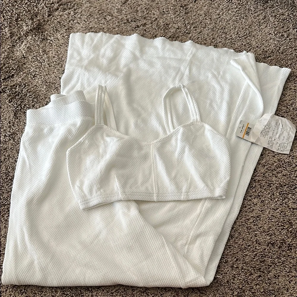 NWT Free People IVORY Wide Leg Pants with High Waist - Picture 3 of 5